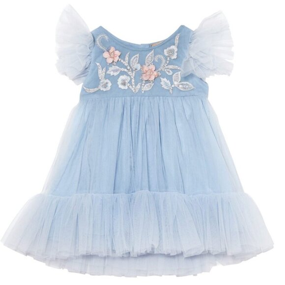 Tutu Du Monde Bebe Blue Tulle Dress Portraits Parties Weddings Flower Girl NWT - Picture 6 of 7